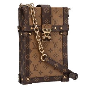 Louis Vuitton Monogram Leather Brown Pochette Trunk Vertical Shoulder Bag Brown